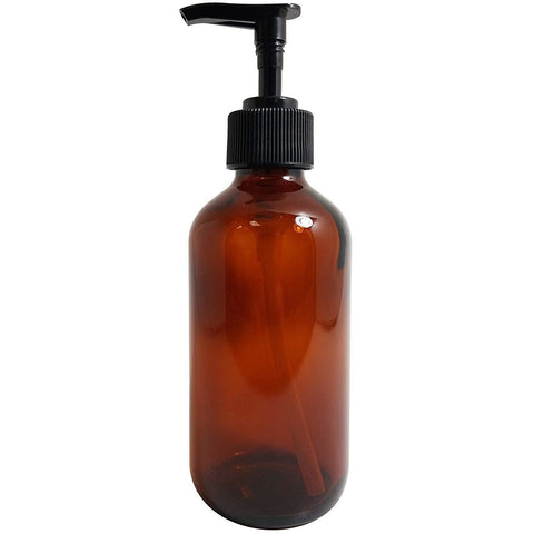 Natura Bona Professional Amber Glass 8oz Boston Round Bottle with BPA Free Saddle Dispensing Pump